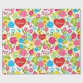 Kleurrijke verpleegster bloemenpatroon (2) cadeaupapier (Vlak)