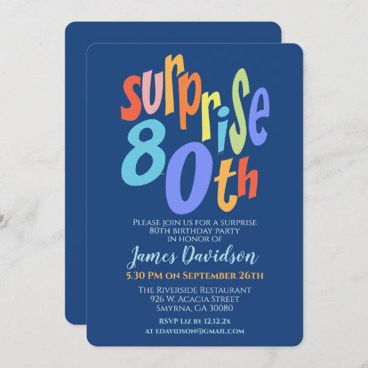 Kleurrijke Verrassing 80e Verjaardagsfeestje Moder Kaart (Voorkant / Achterkant)