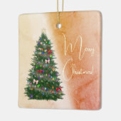 Kleurrijke versierde kerstboom keramisch ornament (Links)