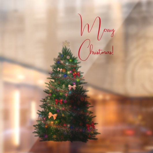 Kleurrijke versierde kerstboom raamsticker (Vel 2)