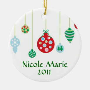 Kleurrijke versieringen gepersonaliseerd keramisch ornament