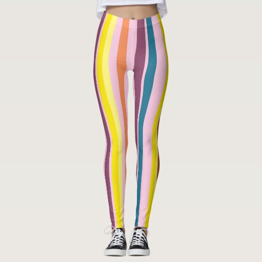 Kleurrijke Vertical Stripes Leggings (Voorkant)