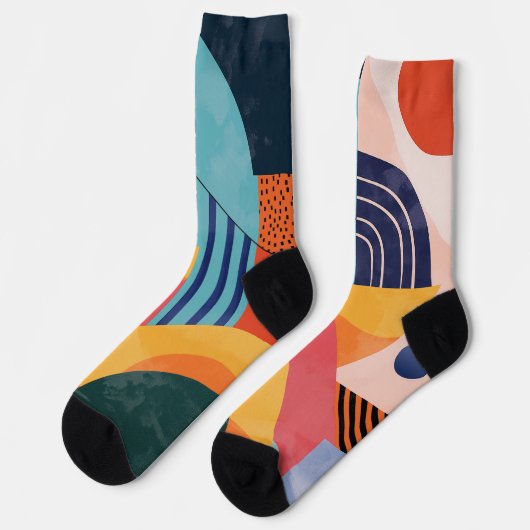 Kleurrijke verticale abstract met lijnpatronen sokken (Links)