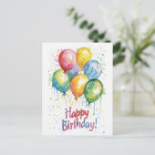Kleurrijke verticale gelukkige verjaardag I ballon Briefkaart (Staand voorkant)