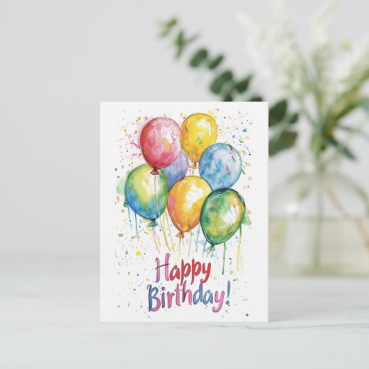 Kleurrijke verticale gelukkige verjaardag I ballon Briefkaart (Staand voorkant)