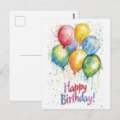 Kleurrijke verticale gelukkige verjaardag I ballon Briefkaart (Voorkant / Achterkant)