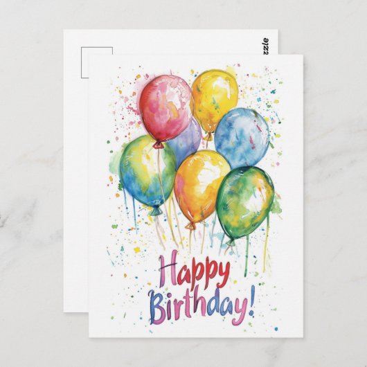 Kleurrijke verticale gelukkige verjaardag I ballon Briefkaart (Voorkant / Achterkant)
