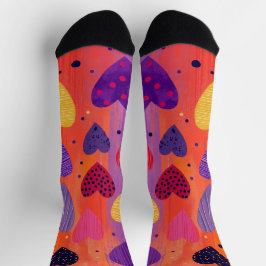 Kleurrijke verticale harten met stippen en strepen sokken