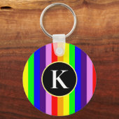 Kleurrijke Verticale Regenboog Strepen Aangepaste Sleutelhanger (Voorkant)