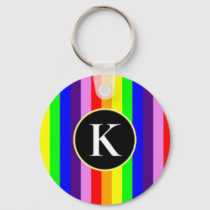 Kleurrijke verticale regenboogstrips - aangepast m sleutelhanger