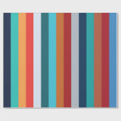 Kleurrijke Verticale Retro Strepen Cadeaupapier (Vlak)