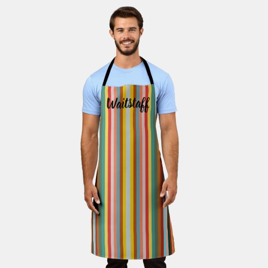 Kleurrijke verticale retro strepen schort (Gedragen)