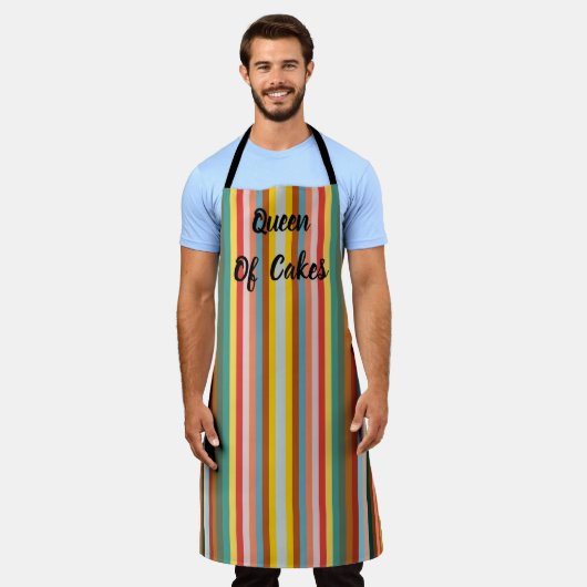 Kleurrijke Verticale Retro Strepen Schort (Gedragen)