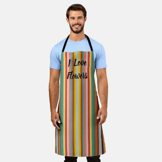 Kleurrijke verticale retro strepen schort (Gedragen)