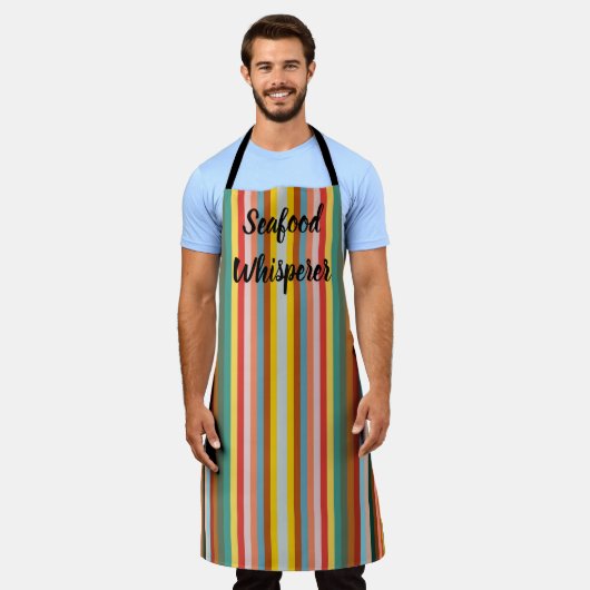 Kleurrijke Verticale Retro Strepen Schort (Gedragen)