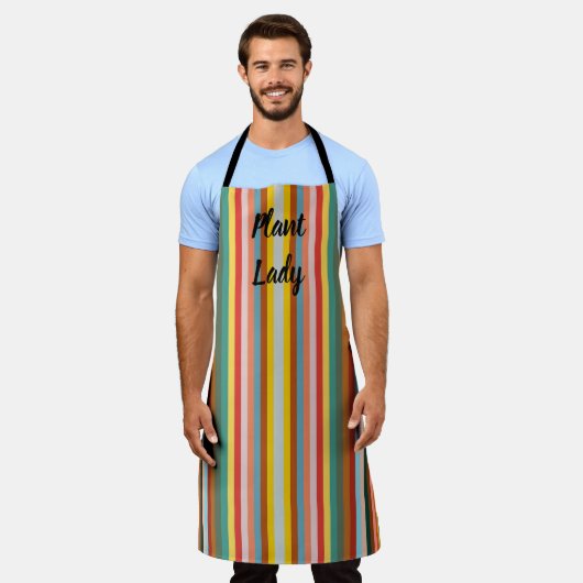 Kleurrijke verticale retro strepen schort (Gedragen)