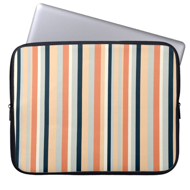 Kleurrijke verticale streep met patroon laptop sleeve (Voorkant)