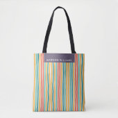Kleurrijke verticale strepen aangepaste naam tote bag (Voorkant)