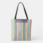 Kleurrijke verticale strepen aangepaste naam tote bag (Achterkant)