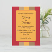 Kleurrijke verticale strepen bruiloft uitnodiging (Staand voorkant)