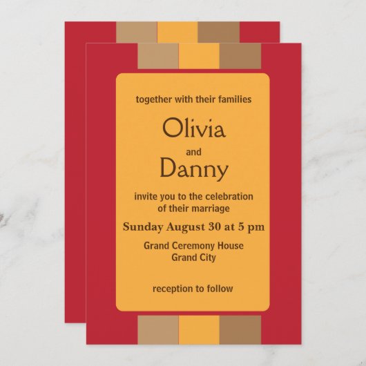 Kleurrijke verticale strepen bruiloft uitnodiging (Voorkant / Achterkant)