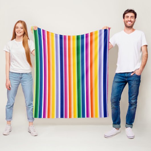 Kleurrijke verticale strepen ontwerp fleece deken (In situ)