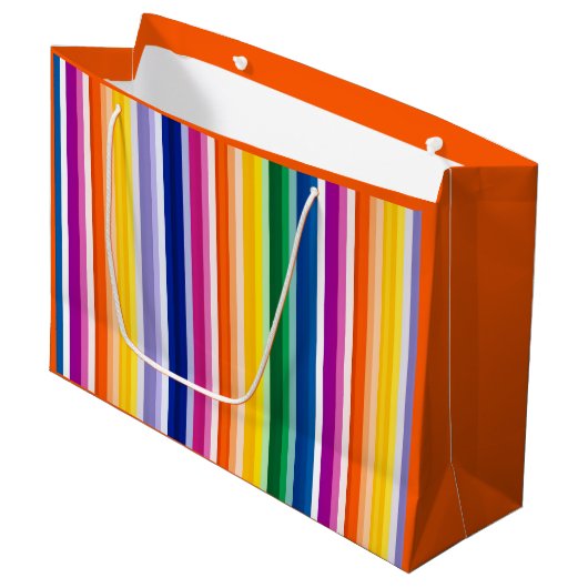 Kleurrijke verticale strepen ontwerp groot cadeauzakje (Voorkant Gekanteld)