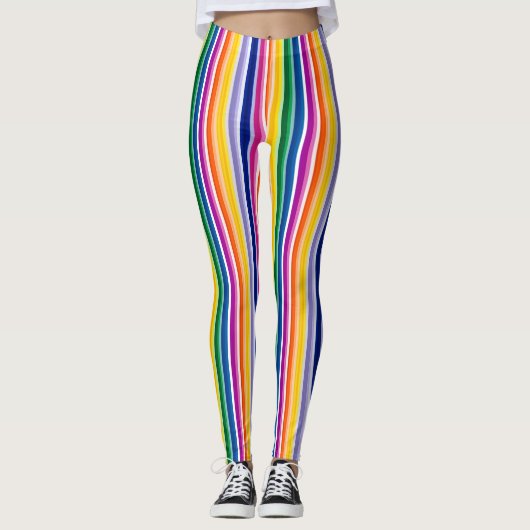 Kleurrijke verticale strepen ontwerp leggings (Voorkant)