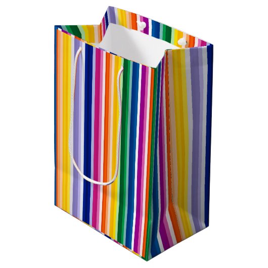 Kleurrijke verticale strepen ontwerp medium cadeauzakje (Voorkant Gekanteld)
