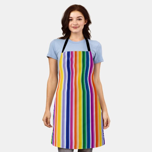 Kleurrijke verticale strepen ontwerp schort (Gedragen)
