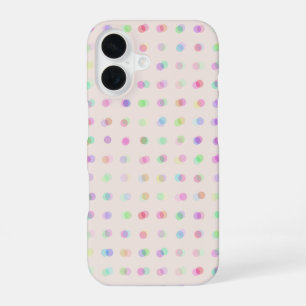 kleurrijke vervaagde polka stippen iPhone 16 hoesje
