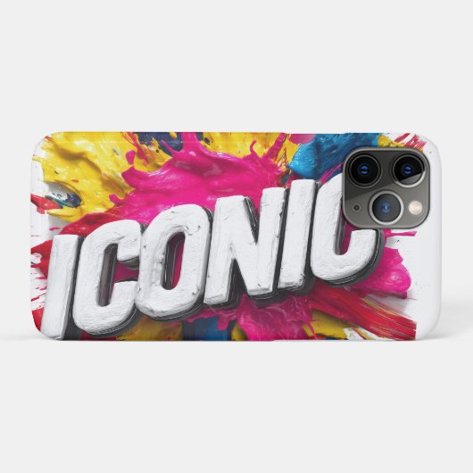 Kleurrijke verven spat "ICONISCHE" tekst in witte  Case-Mate iPhone Case (Achterkant (horizontaal))