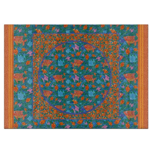 Kleurrijke vete vis in het snijvlak van Zee Snijplank (Voorkant)