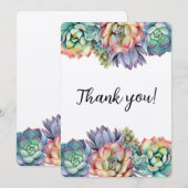 Kleurrijke Vetplant Dank Je Wel Kaart (Voorkant / Achterkant)