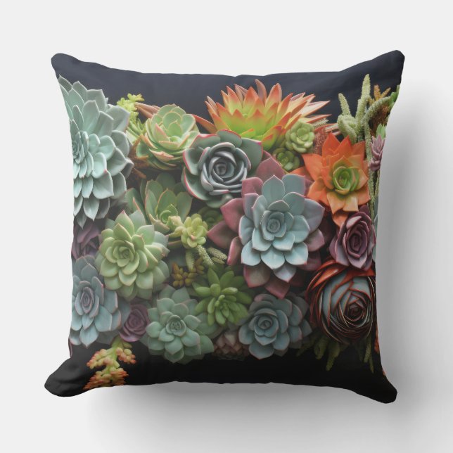 Kleurrijke vetplanten arrangement buitenkussen (Voorkant)