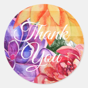 Kleurrijke Vetplanten Bruiloft Ronde Sticker