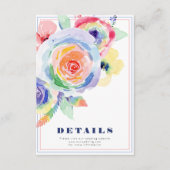 Kleurrijke Vette Bloem LGBTQ Bruiloft Details Informatiekaartje (Voorkant)