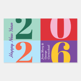 Kleurrijke vette jaar blokken Nieuwjaarsfeestje Rechthoekige Sticker