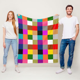 Kleurrijke vette kleur blokken ontwerp  fleece deken