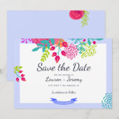 Kleurrijke Vette Lente Bloemenschets Boeket Save The Date (Voorkant / Achterkant)