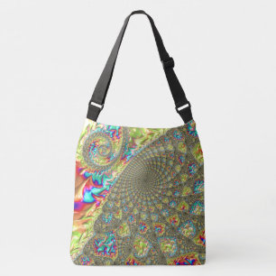 Kleurrijke Vette Levendige Groovy Trippy Fractal S Crossbody Tas