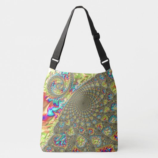 Kleurrijke Vette Levendige Groovy Trippy Fractal S Crossbody Tas (Voorkant)