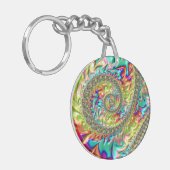 Kleurrijke Vette Levendige Groovy Trippy Fractal S Sleutelhanger (Voorkant Links)