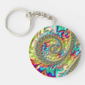 Kleurrijke Vette Levendige Groovy Trippy Fractal S Sleutelhanger (Voorkant)