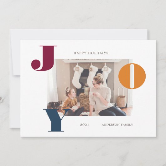 Kleurrijke Vette Moderne Script Foto Vakantie Kaar Feestdagenkaart (Voorkant)