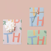 Kleurrijke Vette Pastel Gelukkige Verjaardag Tekst Inpakpapier Vel
