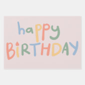 Kleurrijke Vette Pastel Gelukkige Verjaardag Tekst Inpakpapier Vel (Voorkant)