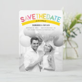 Kleurrijke Vette Tekst Moderne Zomer Regenboog Fot Save The Date (Staand voorkant)