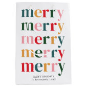  Kleurrijke Vette Typografie Vrolijk Kerstfeest Medium Cadeauzakje (Voorkant)