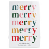  Kleurrijke Vette Typografie Vrolijk Kerstfeest Medium Cadeauzakje (Achterkant)